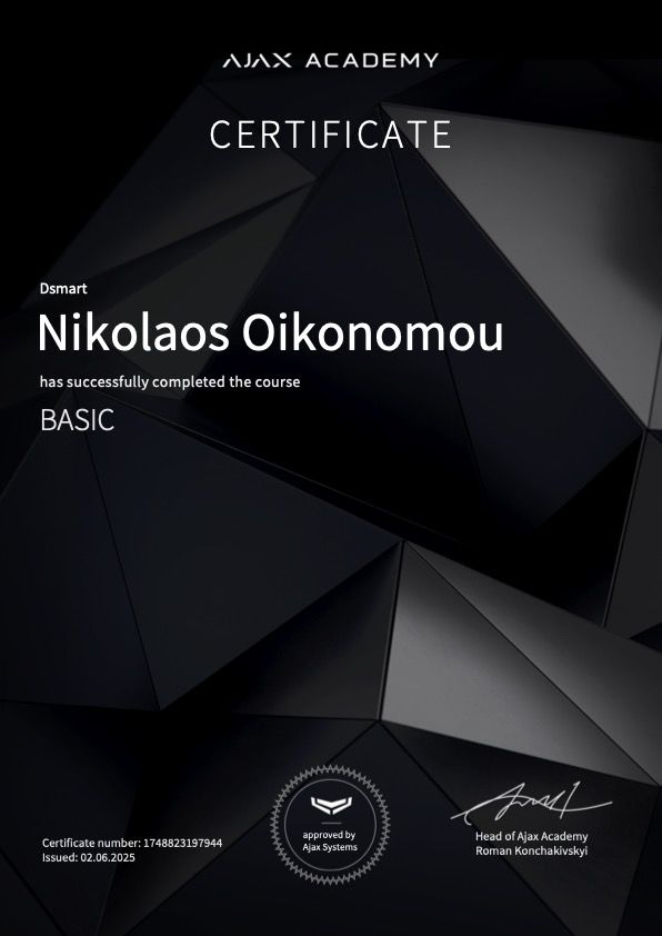 Ajax Basic certificate — Nikolaos Oikonomou